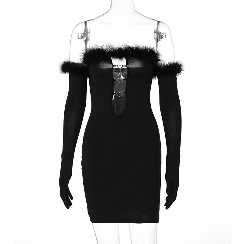 Fur Wrapped Chest Dress