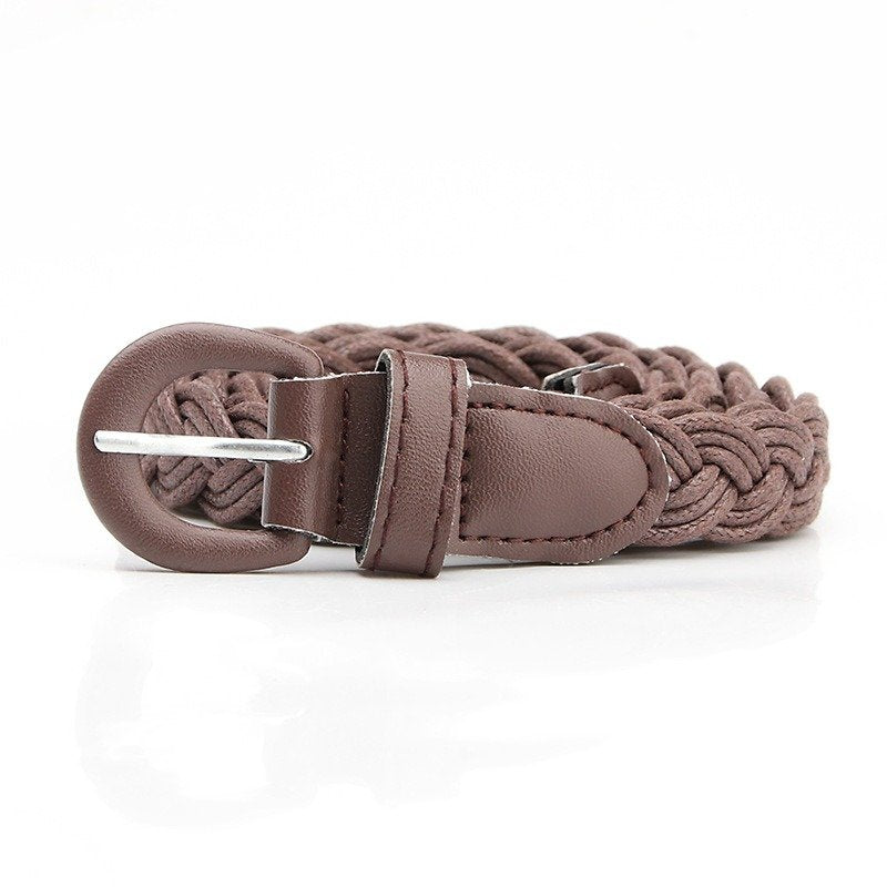 Braided Waxed Rope Belt Iron Buckle