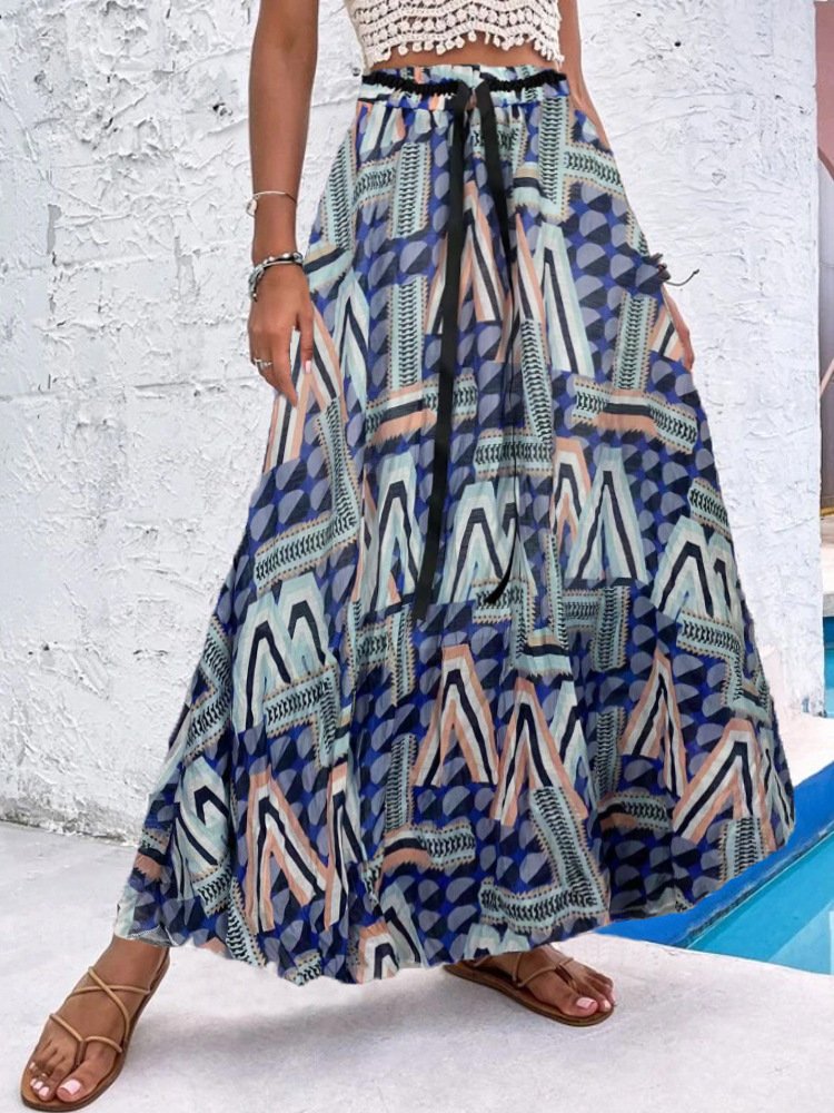 Large Hem Skirt Printed Beach