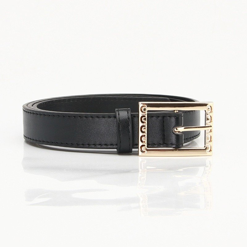 Multicolor Belt With Golden Square Buckle