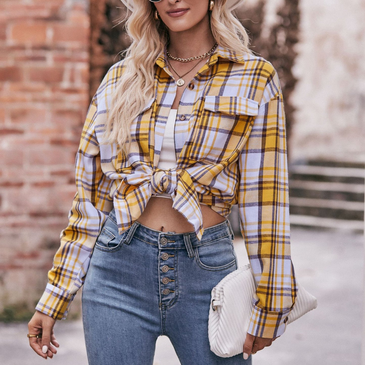 Casual Fashion Oversize Loose Plaid T-Shirt
