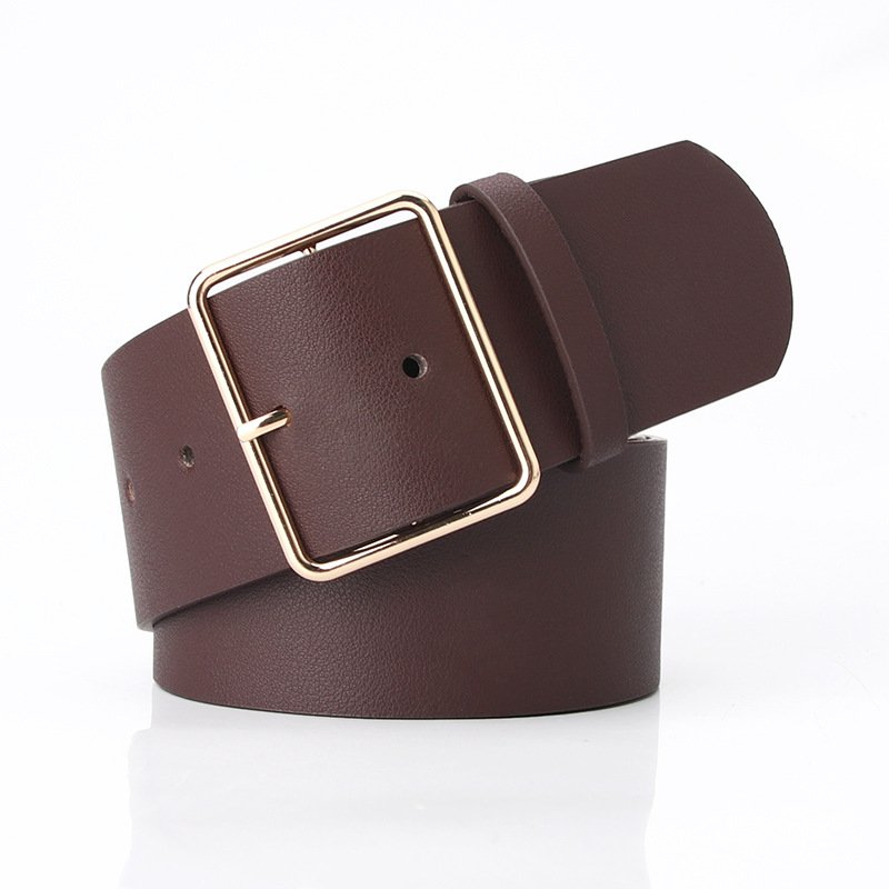 Belt With Square Golden Buckle