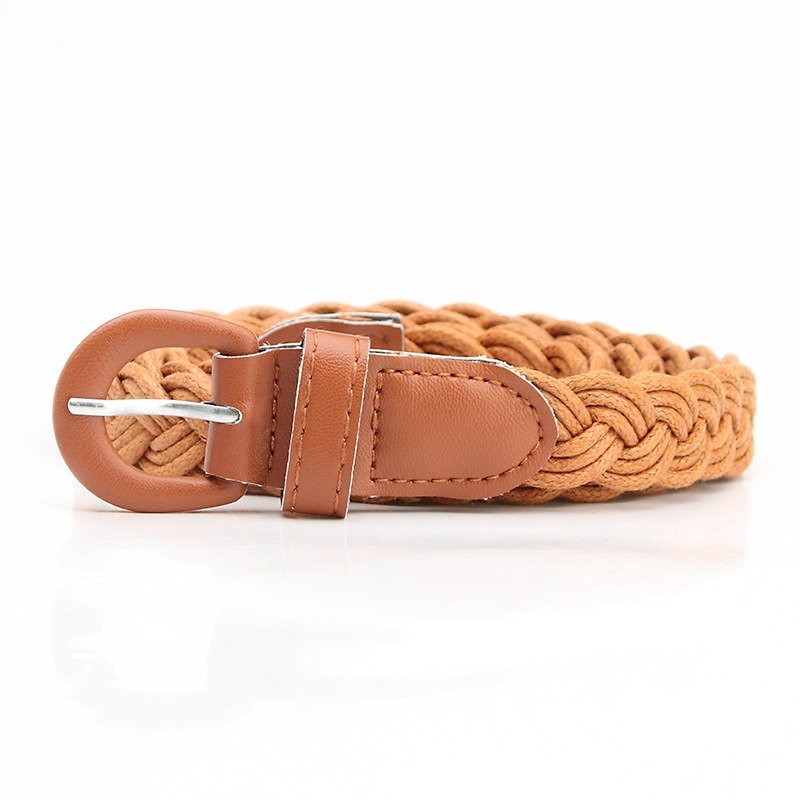 Braided Waxed Rope Belt Iron Buckle