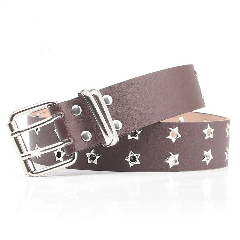 Punk Belt With Various Double Eyelets