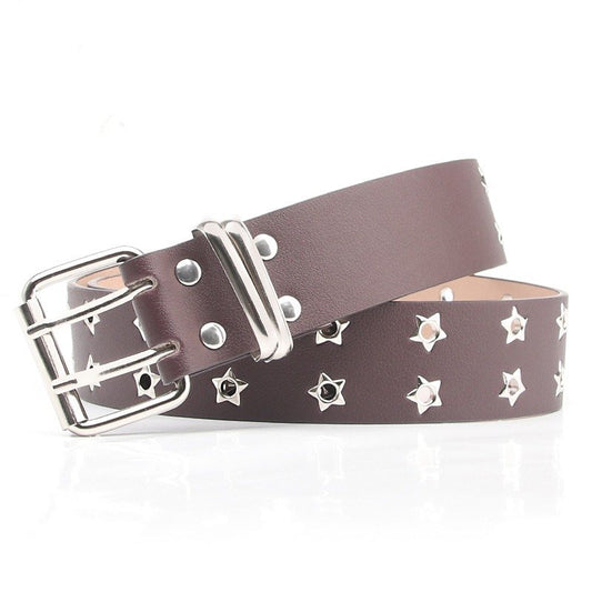 Punk Belt With Various Double Eyelets