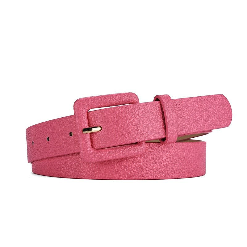 Elegant Belt With Colored Buckle