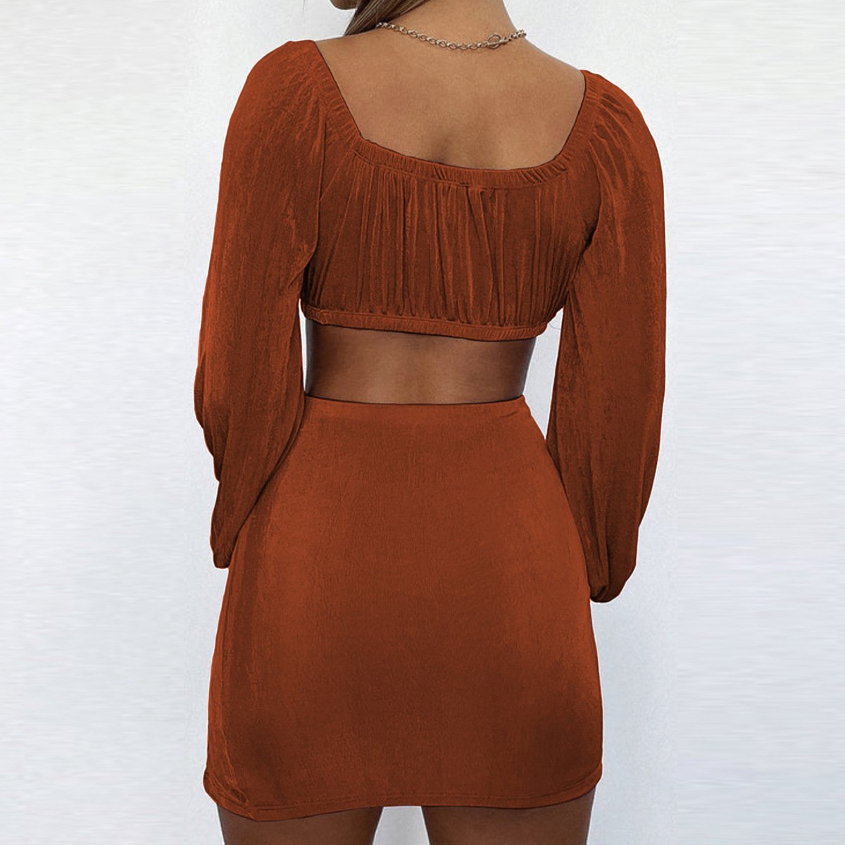 Long Sleeve Top And Mini Skirt Set