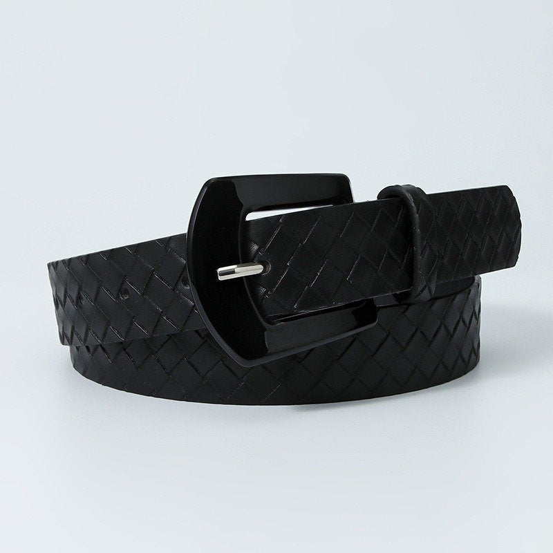 Imitation Straw Woven Resin Belt With Buckle