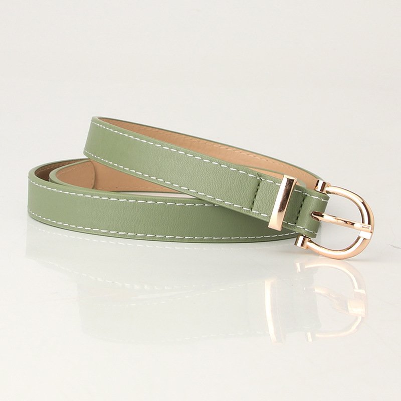 Thin Belt With Golden Buckle