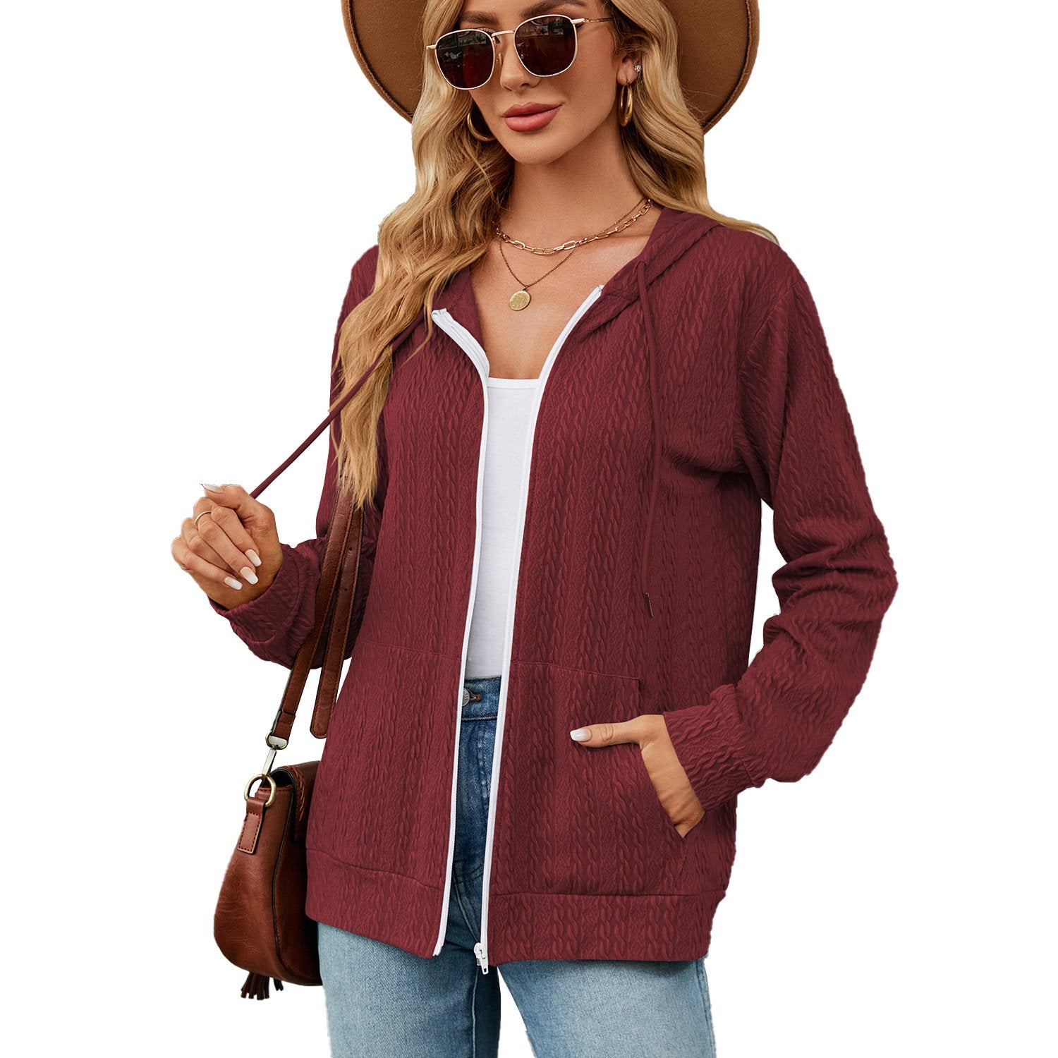 Hooded Zipper Cardigan