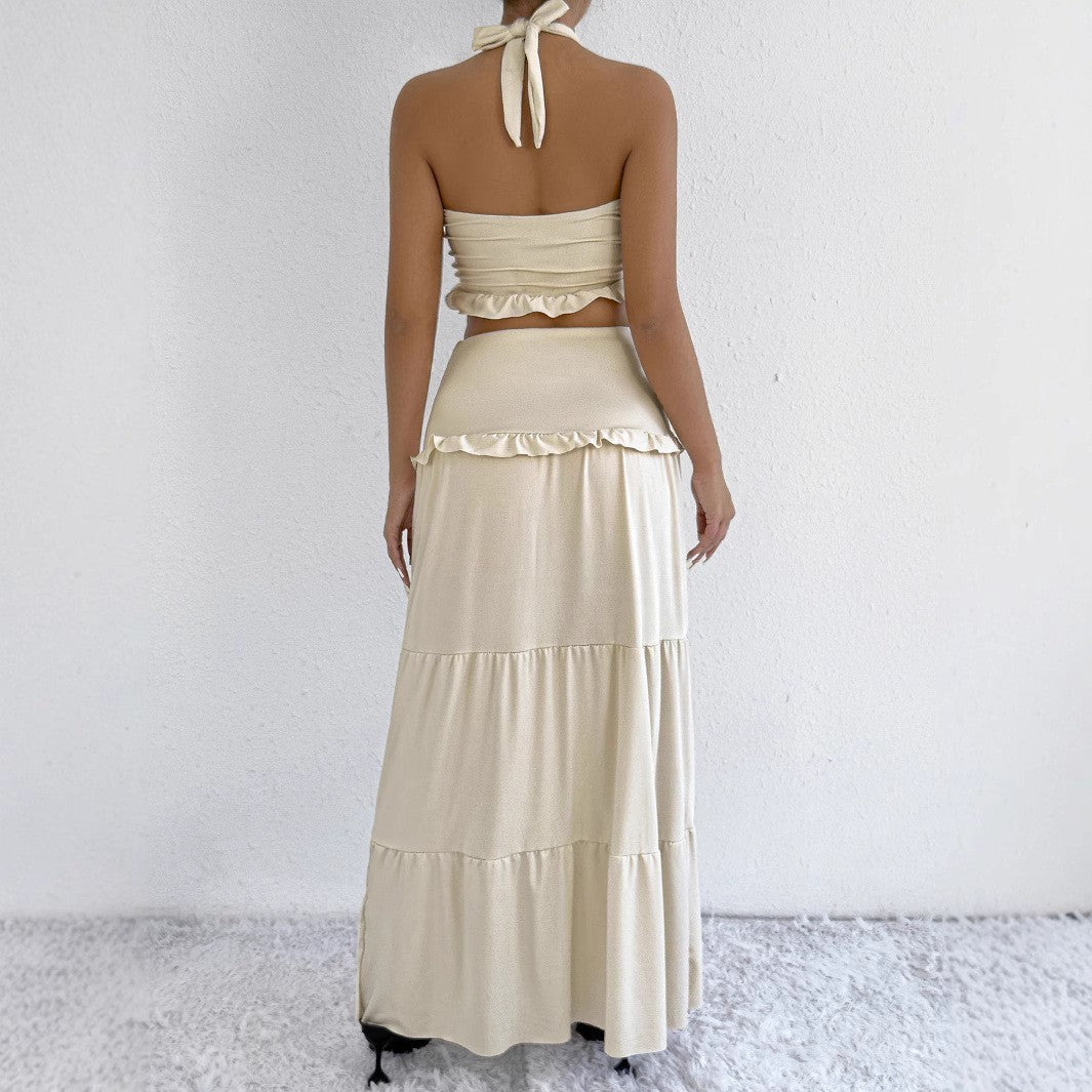 Sexy neck hanging two-piece dress