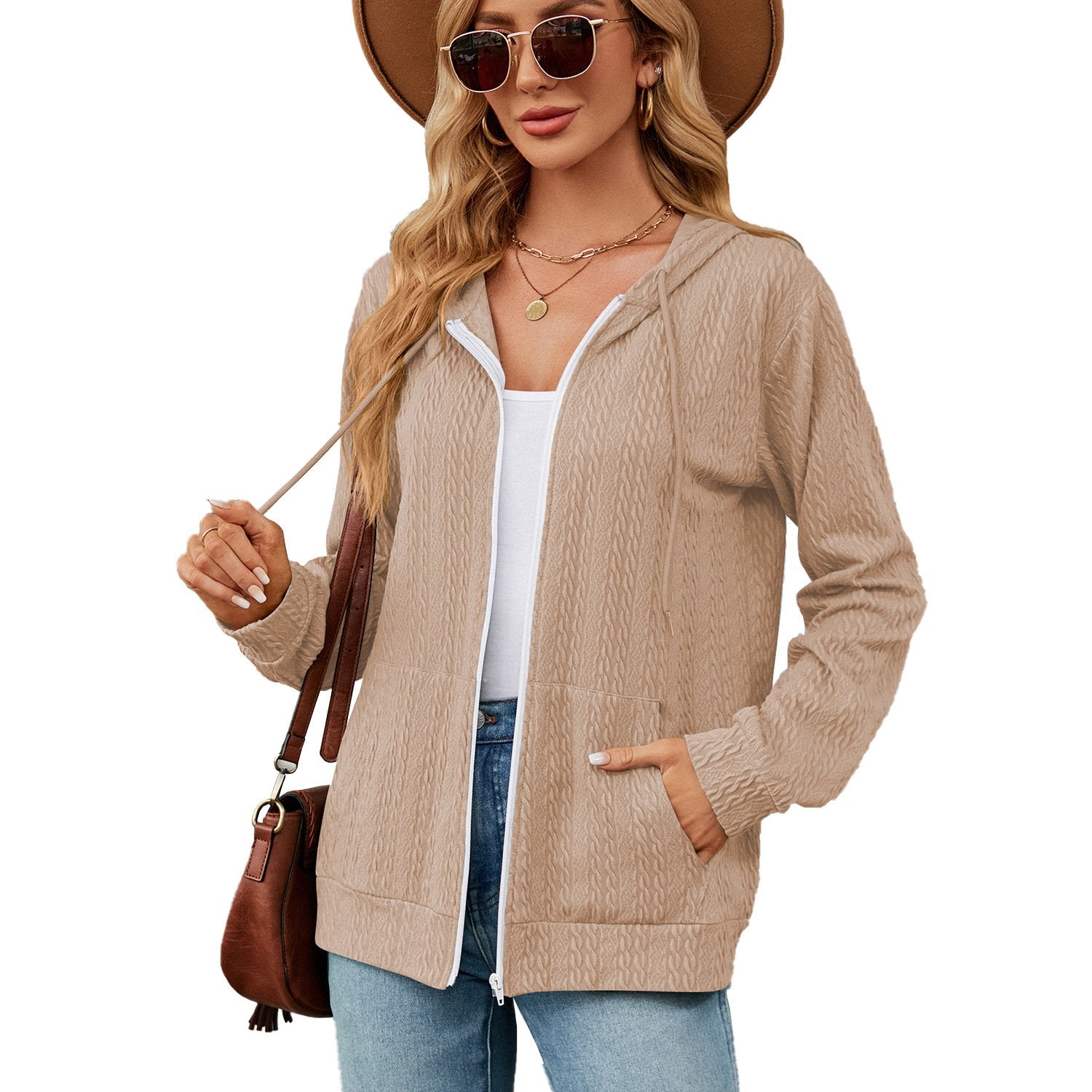 Hooded Zipper Cardigan