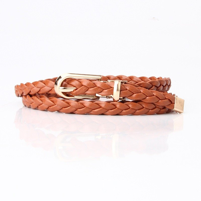 Fine Woven Belt with Golden Buckle