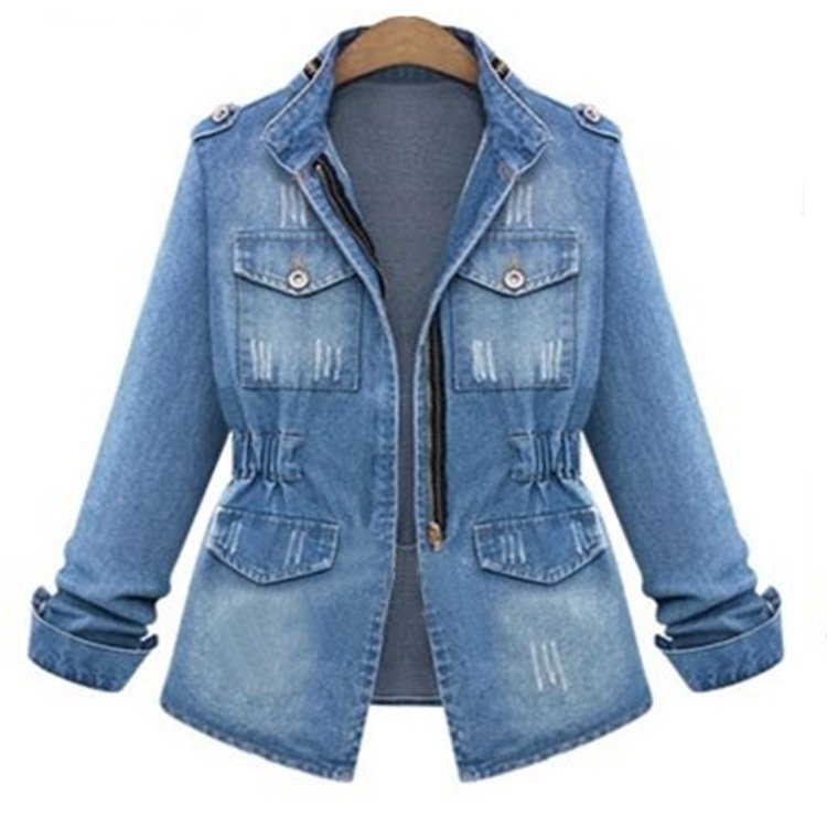 Ladies' Denim Stand Up Slim Figure Jacket