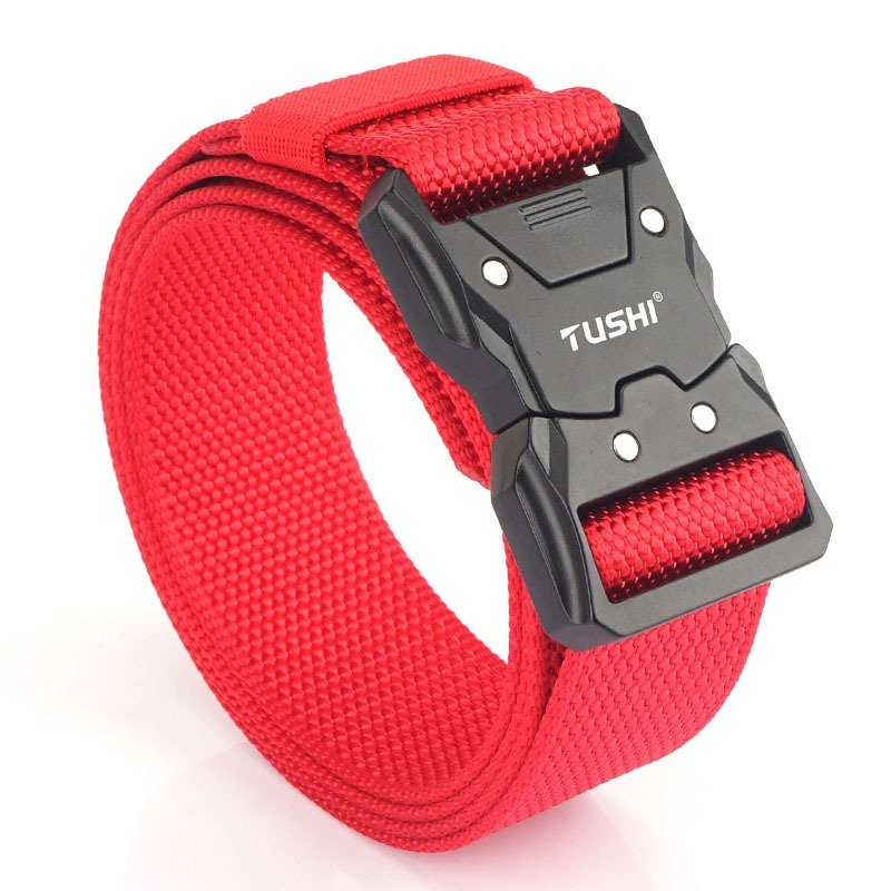 Nylon Belt With Tactical Button For Men