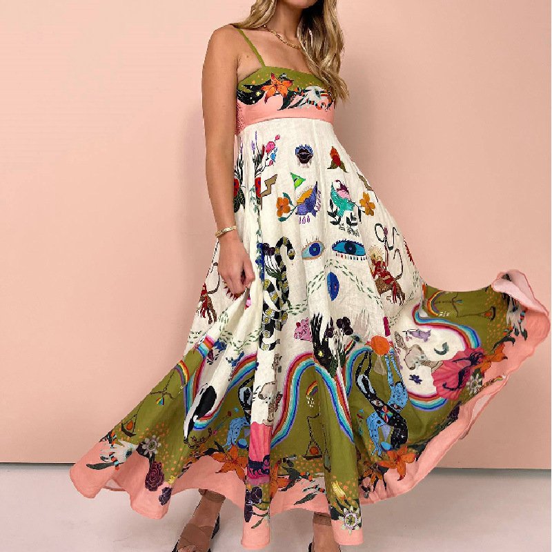 Graffiti Print Sleeveless Swing Dress