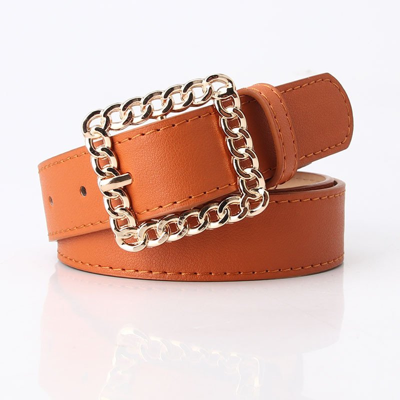 Open Cut Square Button Women's Decorative Belt Elegant