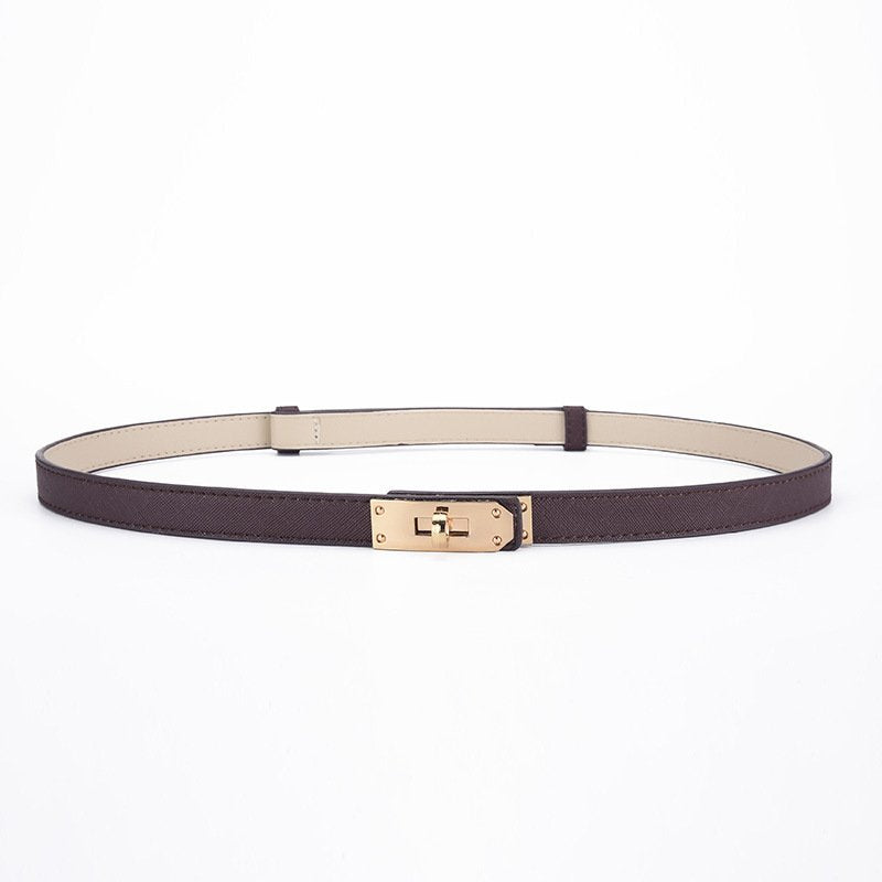 Simple Gold Buckle Ladies' Slim Waist