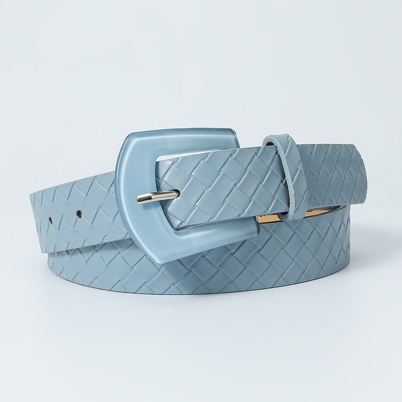 Imitation Straw Woven Resin Belt With Buckle