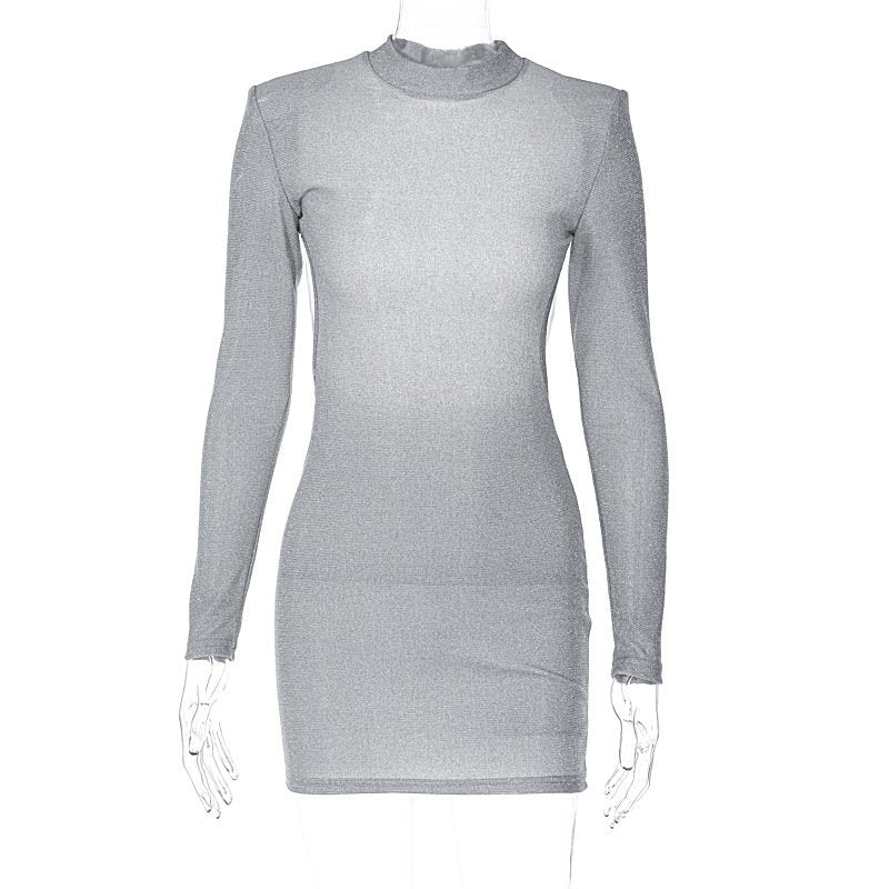 Long Sleeve Dress With Round Neck