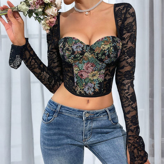Floral printed court corset