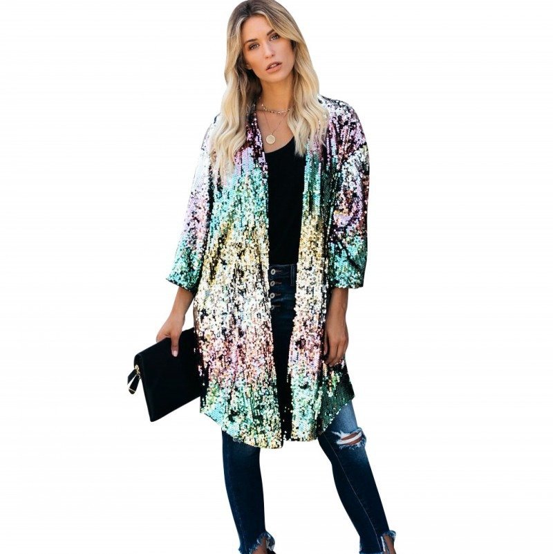 Sequin Cardigan Trench Coat