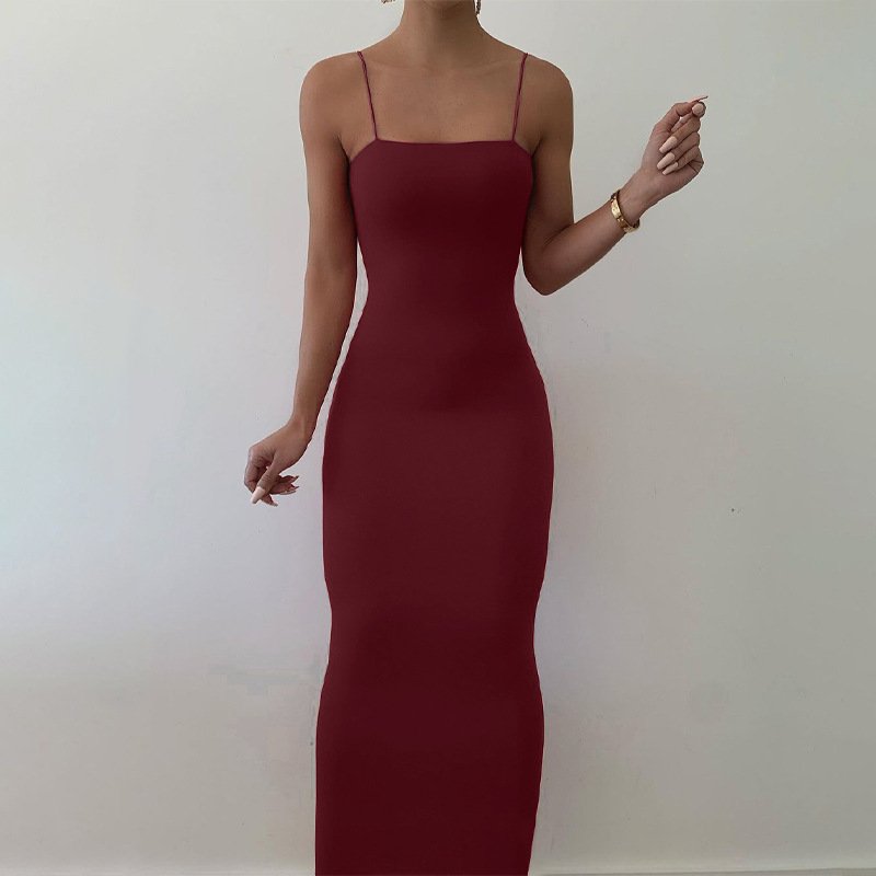 Long Fitted Tube Dress With Straps