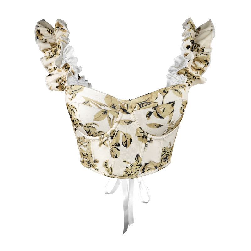 Sweet retro printed short vest