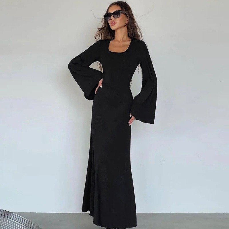 Long Dress With Long Flared Sleeves