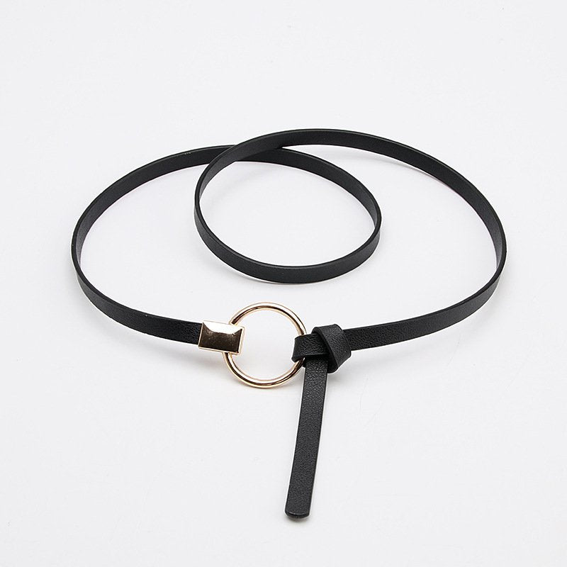 Knot Small Belt With Ladies Round Buckle Belt Women