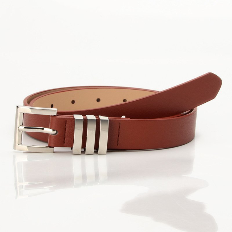 Silver Buckle Belt With Three Straps For Adjustment