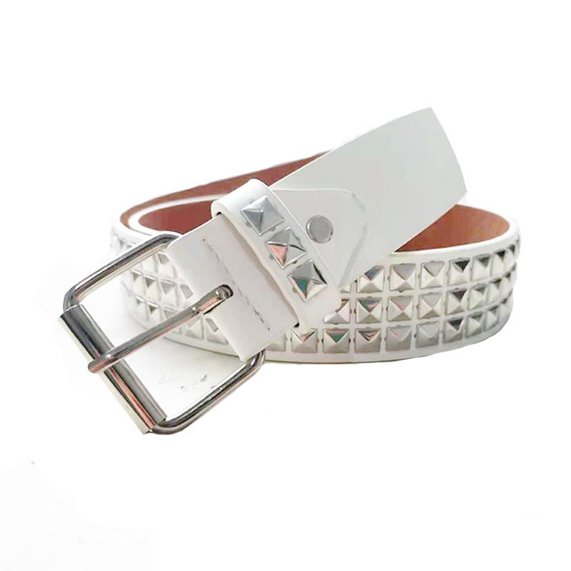 Punk Man Belt Square Bead Pyramid Rivet Belt