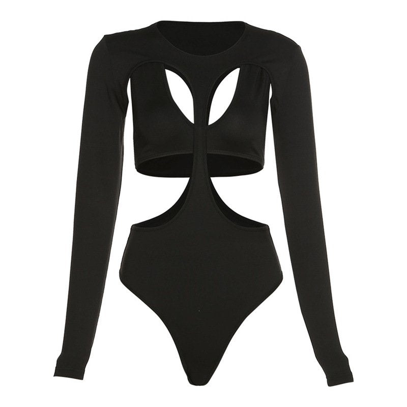 Bodysuit With V-neckline And Long Sleeves