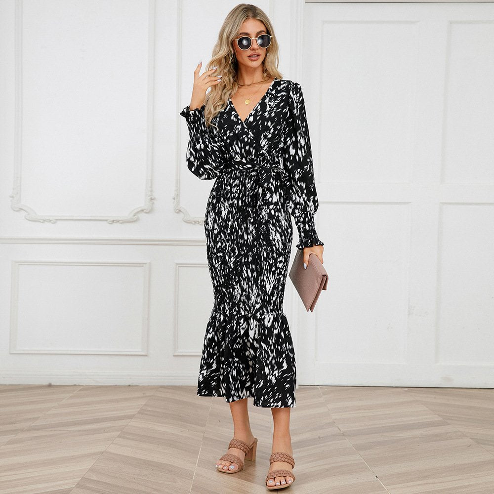 Printed Long Tail Dress