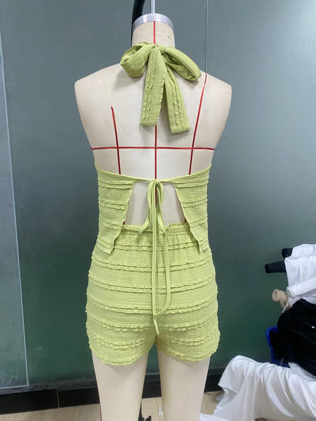 Vacation style camisole top paired with hot pants set