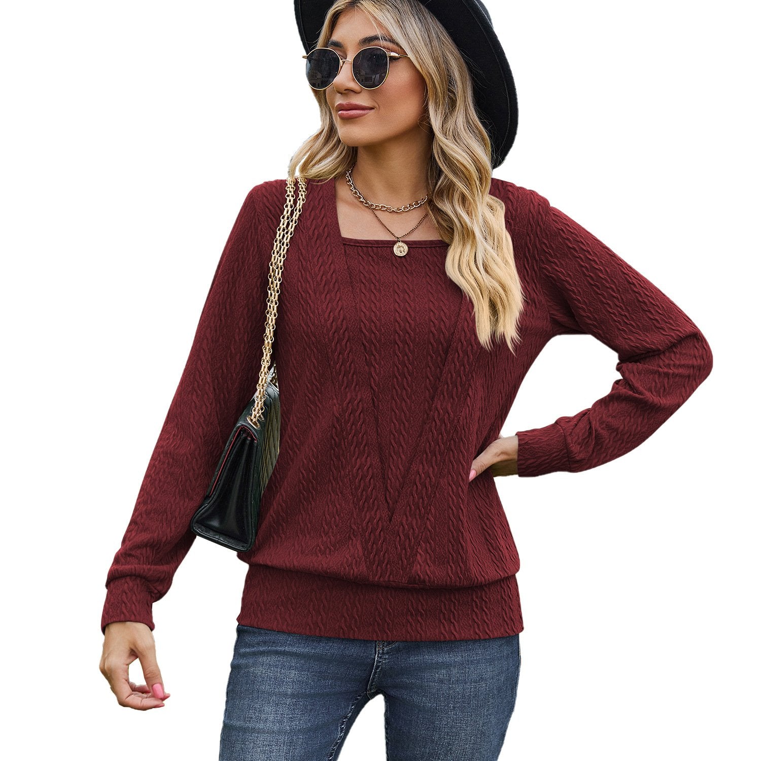 Square Neck Crossover Sweater