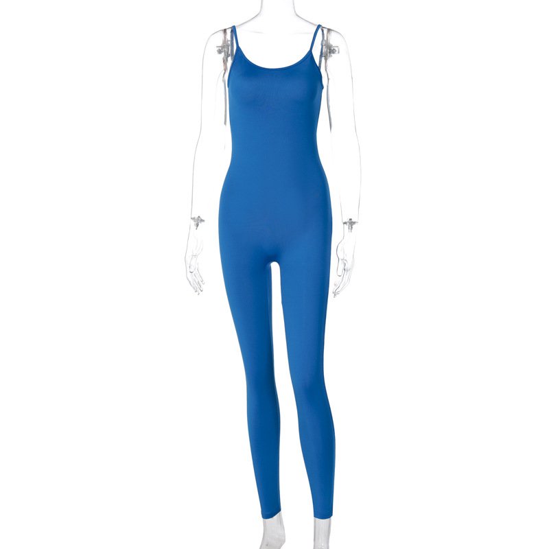 Solid Color Exercise Jumpsuit For Women