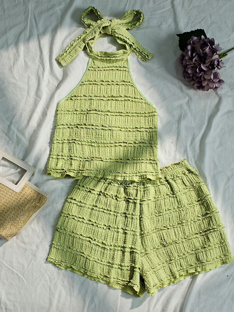 Vacation style camisole top paired with hot pants set