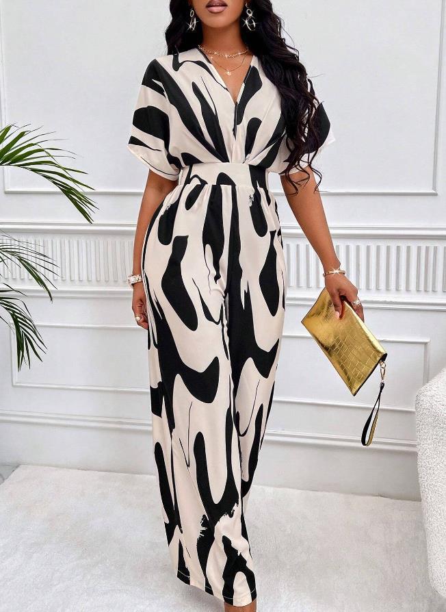 Full body printed wide leg jumpsuit