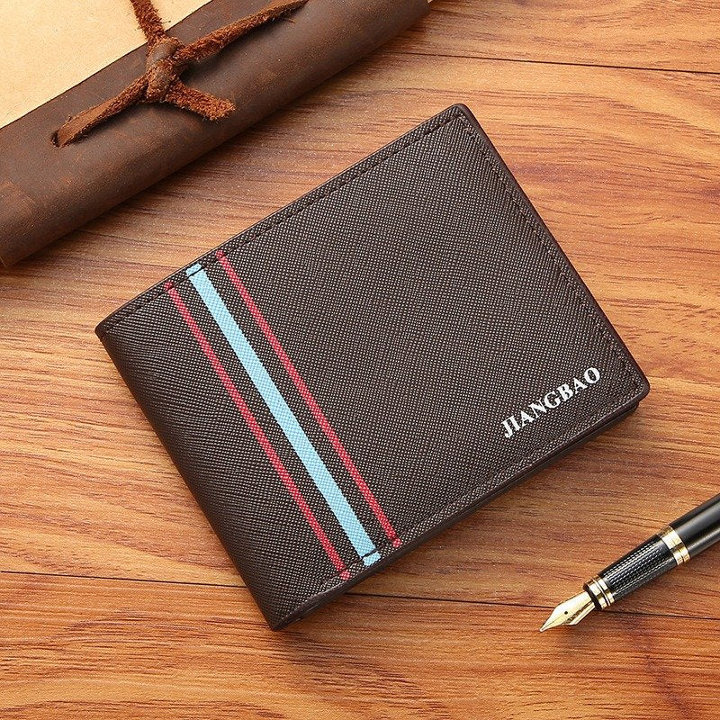 Short Multi-Card Cross Grain Men's Wallet