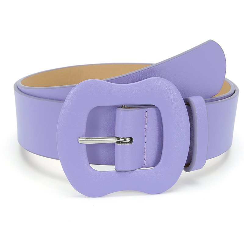 Ladies Wide Belt Gourd Button Fashion Solid Color