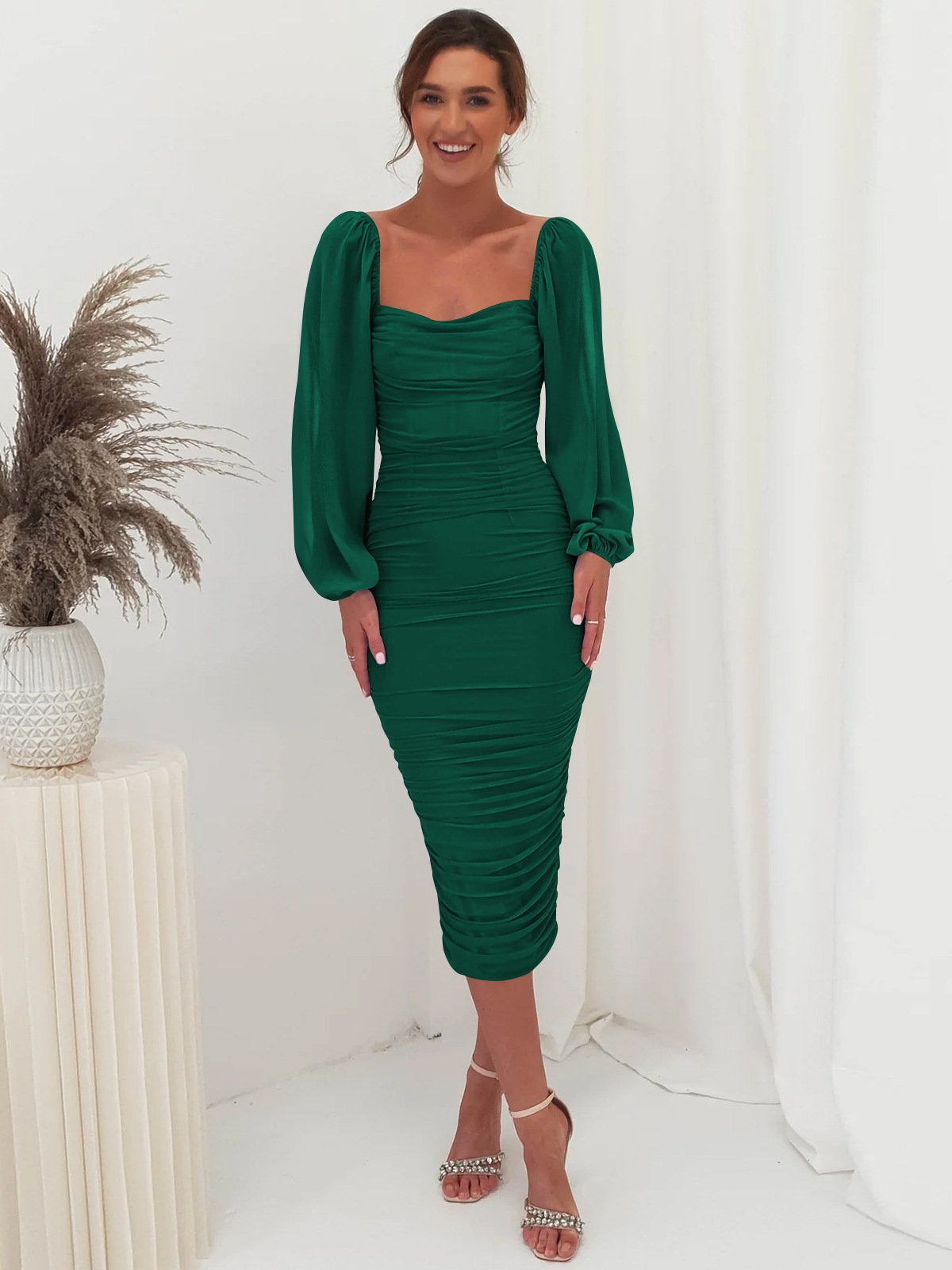 Square Neck Slit Dress