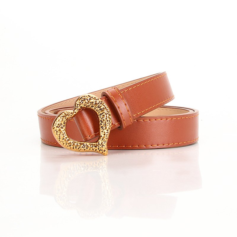 Love Button Imitation Leather Belt Fashion Tie In Suit Dress Decorative