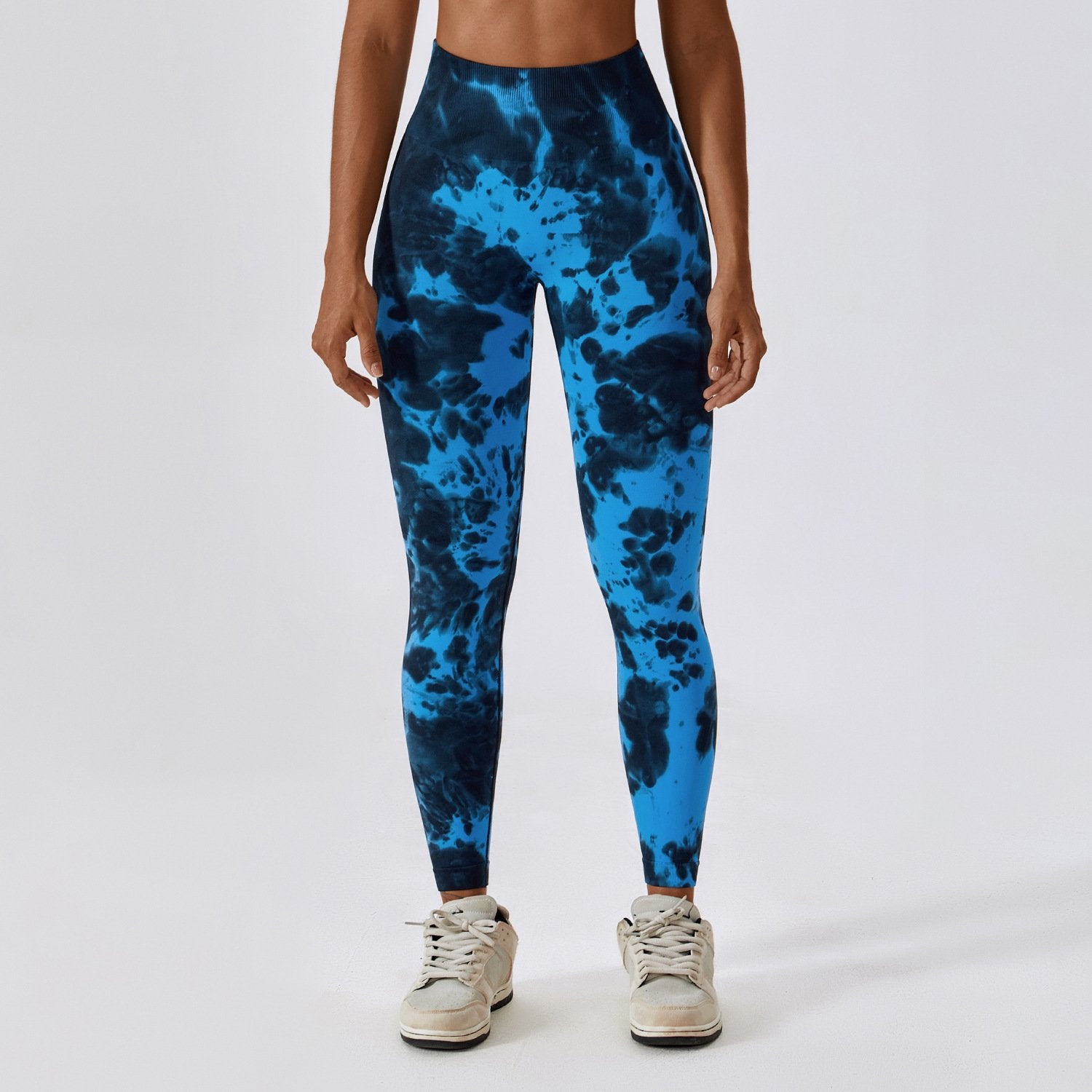 Seamless High Waist Sports Pants with Tie-Dye Effect