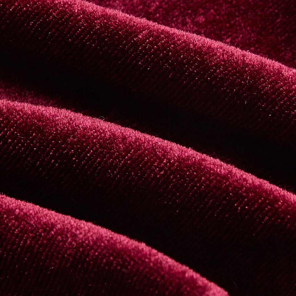 French retro velvet bow tie strapless top