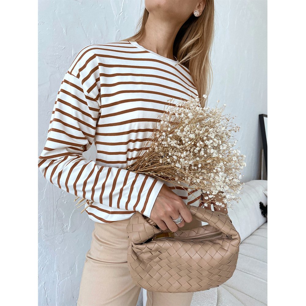 Hana Striped Top With Round Neck