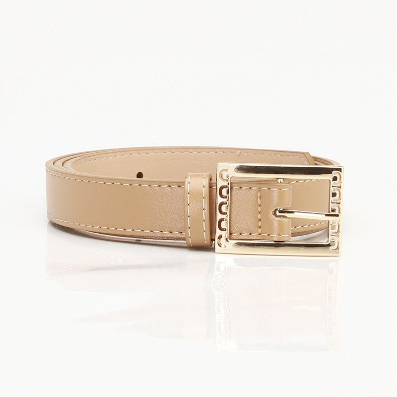 Multicolor Belt With Golden Square Buckle