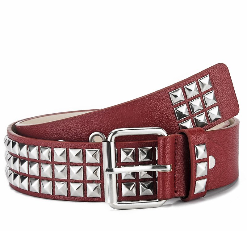 Punk Man Belt Square Bead Pyramid Rivet Belt