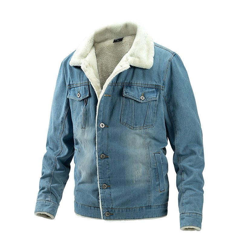 Jacket Plus Fleece Warm Denim Fashion