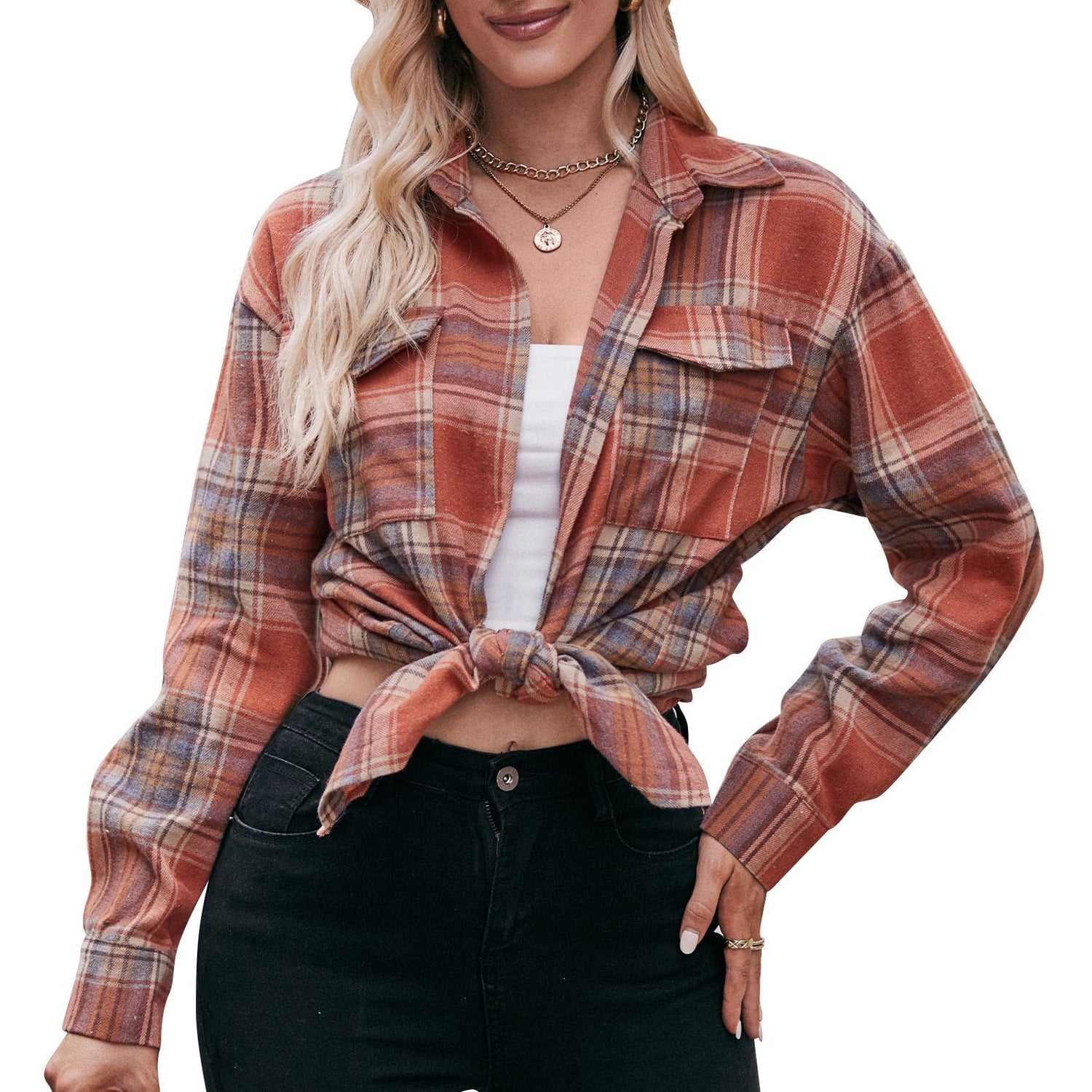 Casual Fashion Oversize Loose Plaid T-Shirt